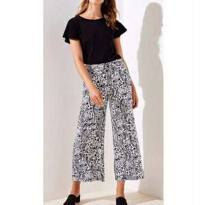 LOFT Black & White Floral Wide Leg Formal Pants, size 14